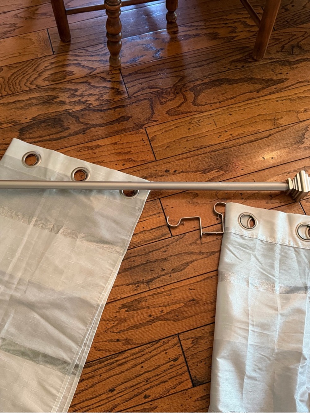 Silver Grommet Curtain Set with Rod
